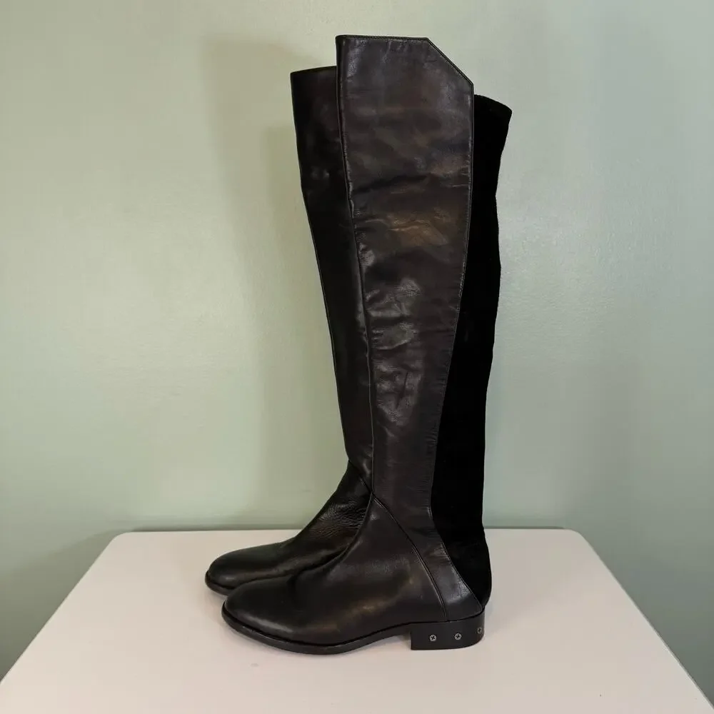 Carolinna Espinosa Womens 8.5M Black Corbin Leather & Suede Over The Knee Boots - Picture 5 of 13